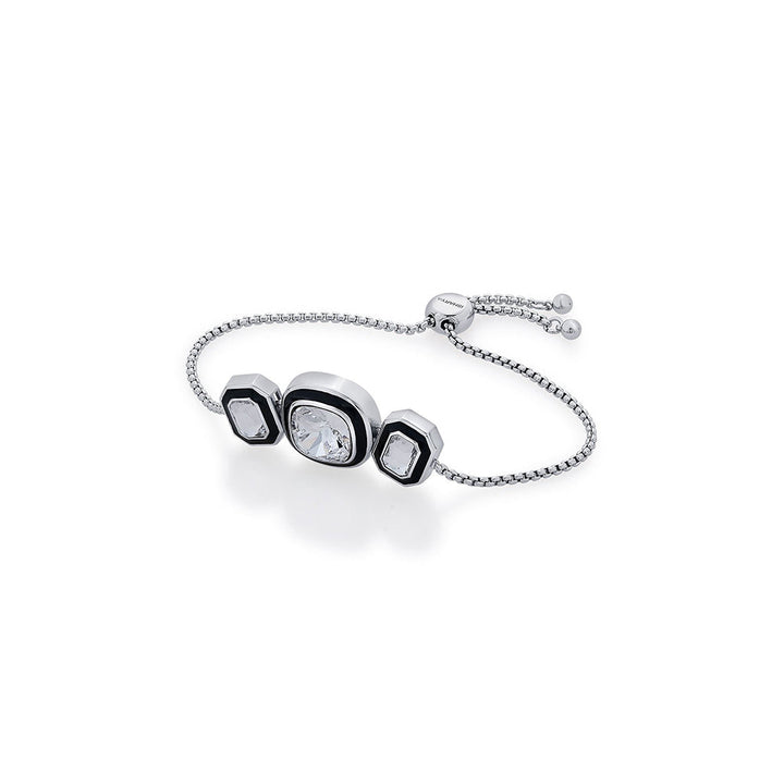 Isharya Bougie Crystal Bezel Bracelet In Rhodium Plated