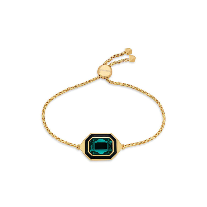 Isharya B-dazzle Green Crystal Enamel Bracelet In 18Kt Gold Plated