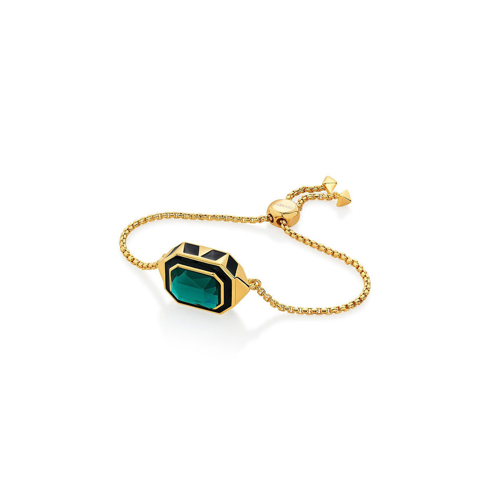 Isharya B-dazzle Green Crystal Enamel Bracelet In 18Kt Gold Plated