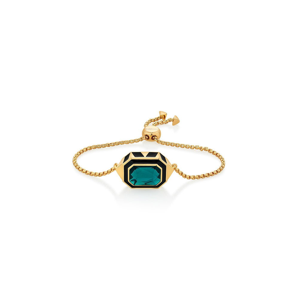 Isharya B-dazzle Green Crystal Enamel Bracelet In 18Kt Gold Plated