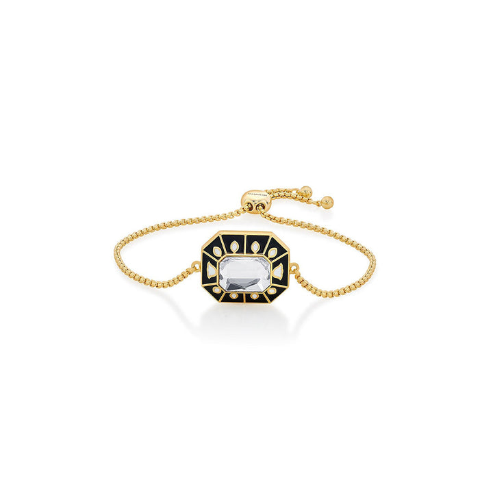 Isharya Blazed Crystal and Enamel Bracelet In 18Kt Gold Plated