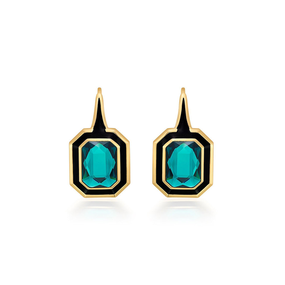 Isharya B-dazzle Green Crystal Drop Earrings In 18Kt Gold Plated