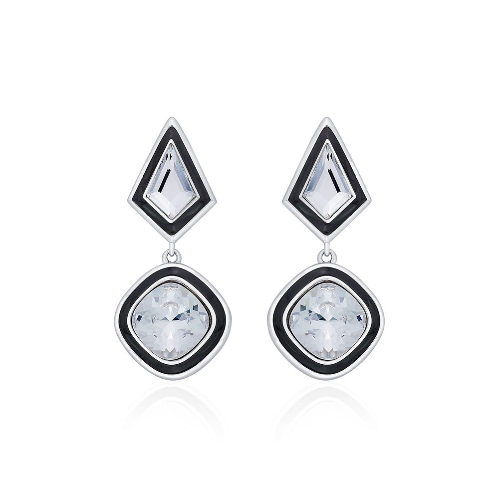 Isharya Bougie Crystal Drop Earrings In Rhodium Plated