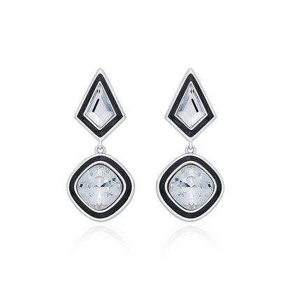 Isharya Bougie Crystal Drop Earrings In Rhodium Plated