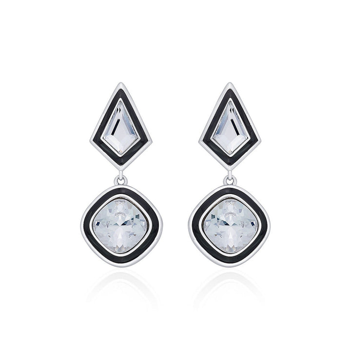 Isharya Bougie Crystal Drop Earrings In Rhodium Plated