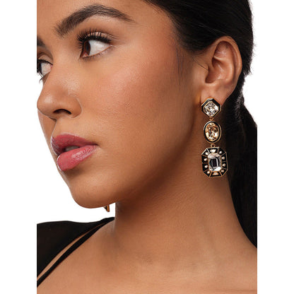 Isharya Blaze Multi Crystal Dangler Earrings In 18Kt Gold Plated