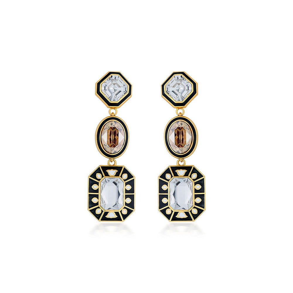 Isharya Blaze Multi Crystal Dangler Earrings In 18Kt Gold Plated