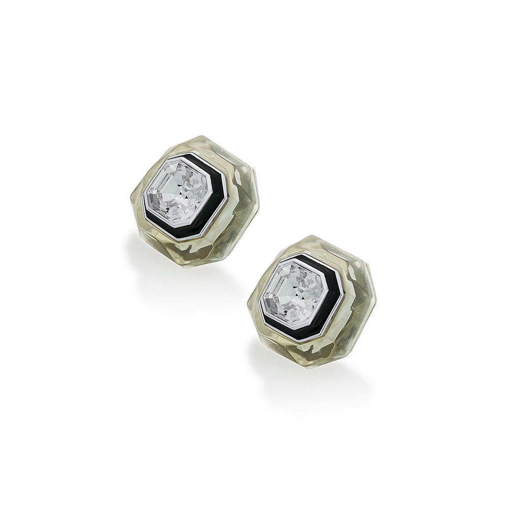 Isharya Bougie Infinity Cut Crystal Studs In Rhodium Plated