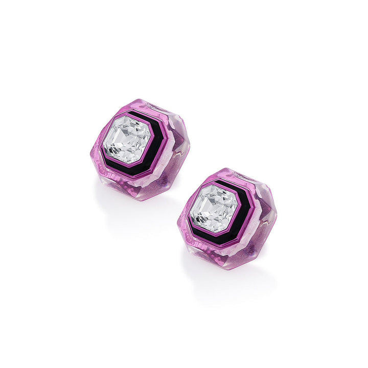 Isharya Bisou Infinity Cut Pink Crystal Studs In Colored Plating