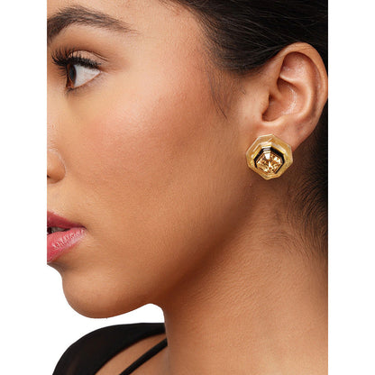 Isharya Bling Infinity Cut Crystal Studs In 18Kt Gold Plated
