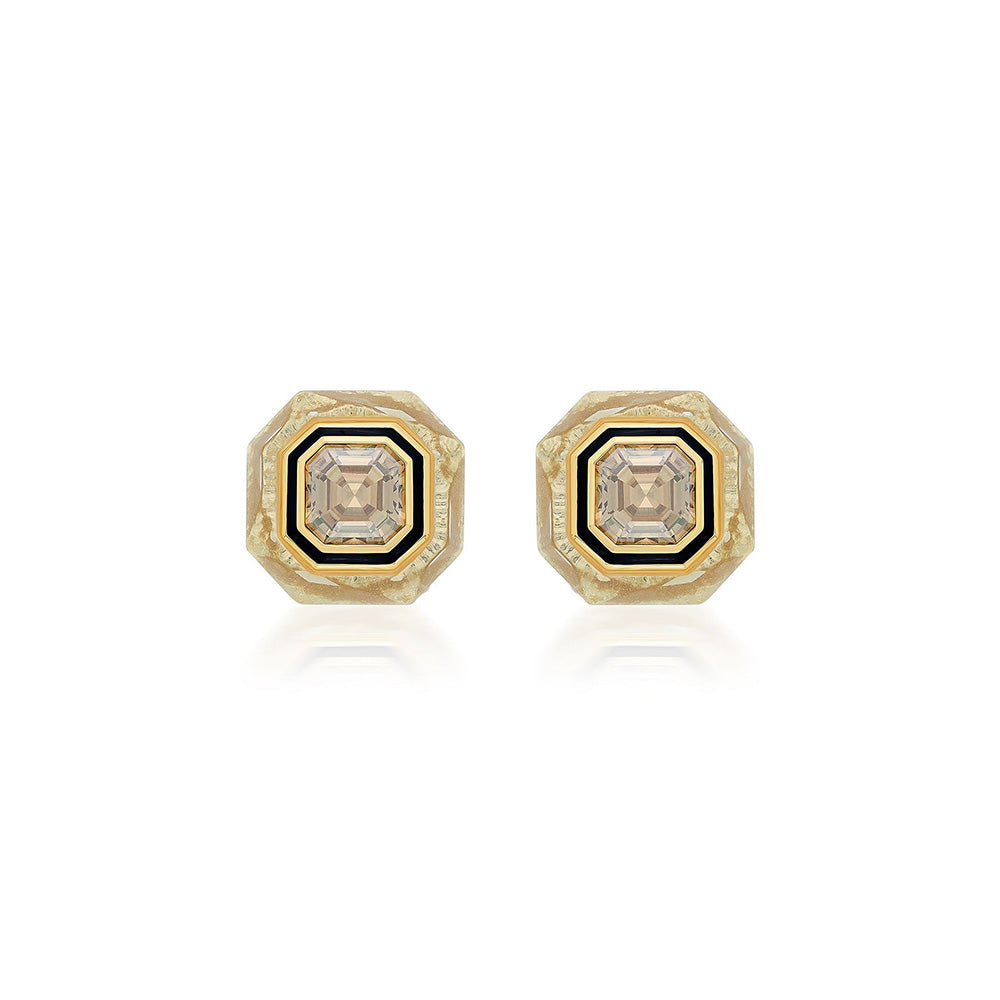 Isharya Bling Infinity Cut Crystal Studs In 18Kt Gold Plated