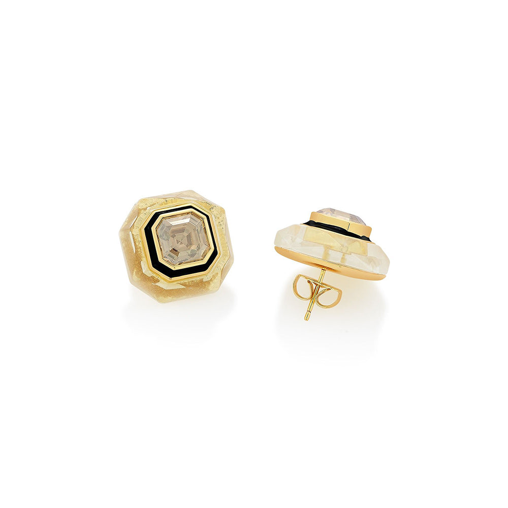 Isharya Bling Infinity Cut Crystal Studs In 18Kt Gold Plated