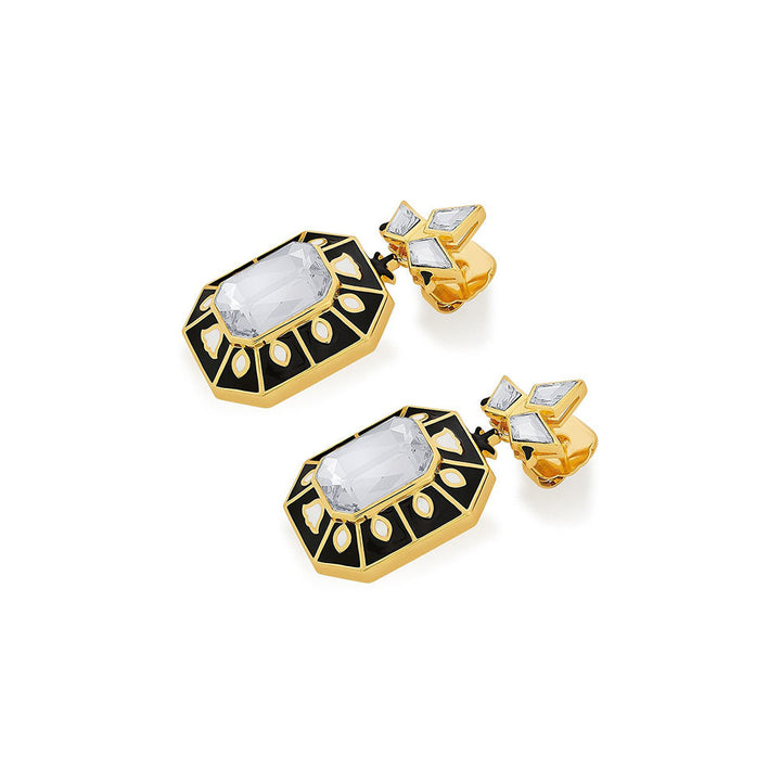 Isharya Blaze Crystal Enamel Earrings In 18Kt Gold Plated