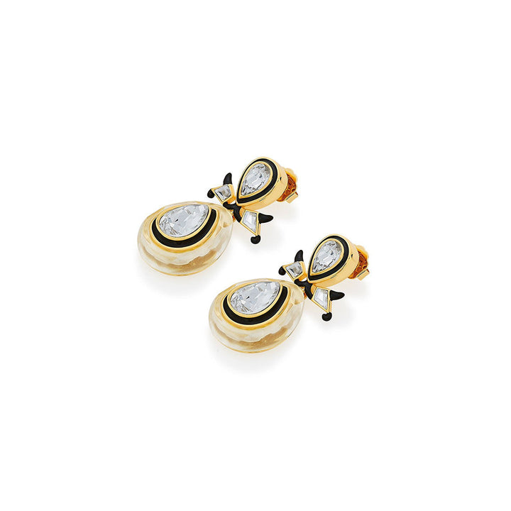 Isharya Bling Infinity Cut Crystal Drop Earrings In 18Kt Gold Plated