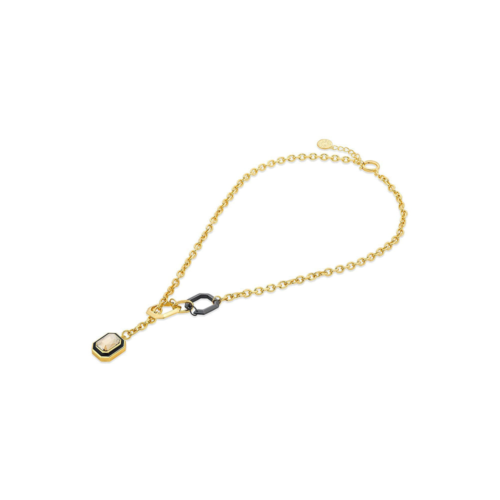 Isharya Bling Link Lock Crystal Necklace In 18Kt Gold Plated