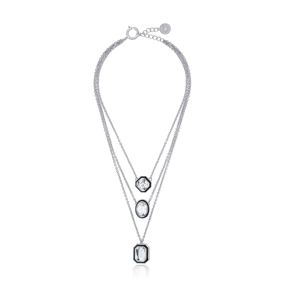 Isharya Bougie Crystal Layered Necklace In Rhodium Plated