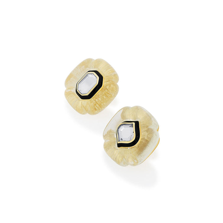 Isharya Bougie Mirror Mismatched Resin Studs In 18Kt Gold Plated