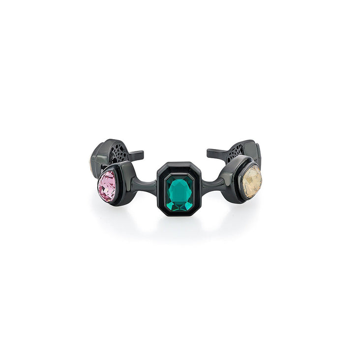 Isharya Banger Multi-Color Crystal Cuff In Black Plated