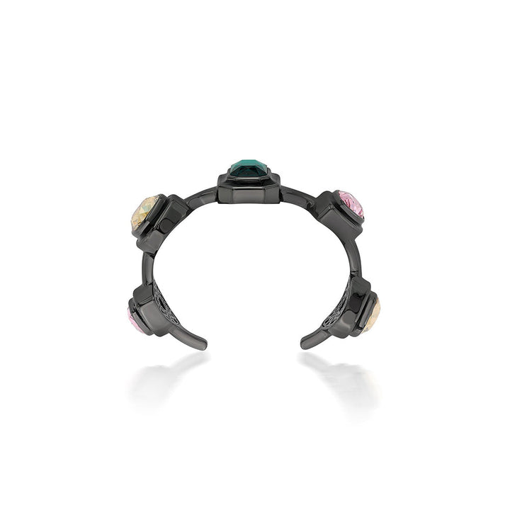 Isharya Banger Multi-Color Crystal Cuff In Black Plated