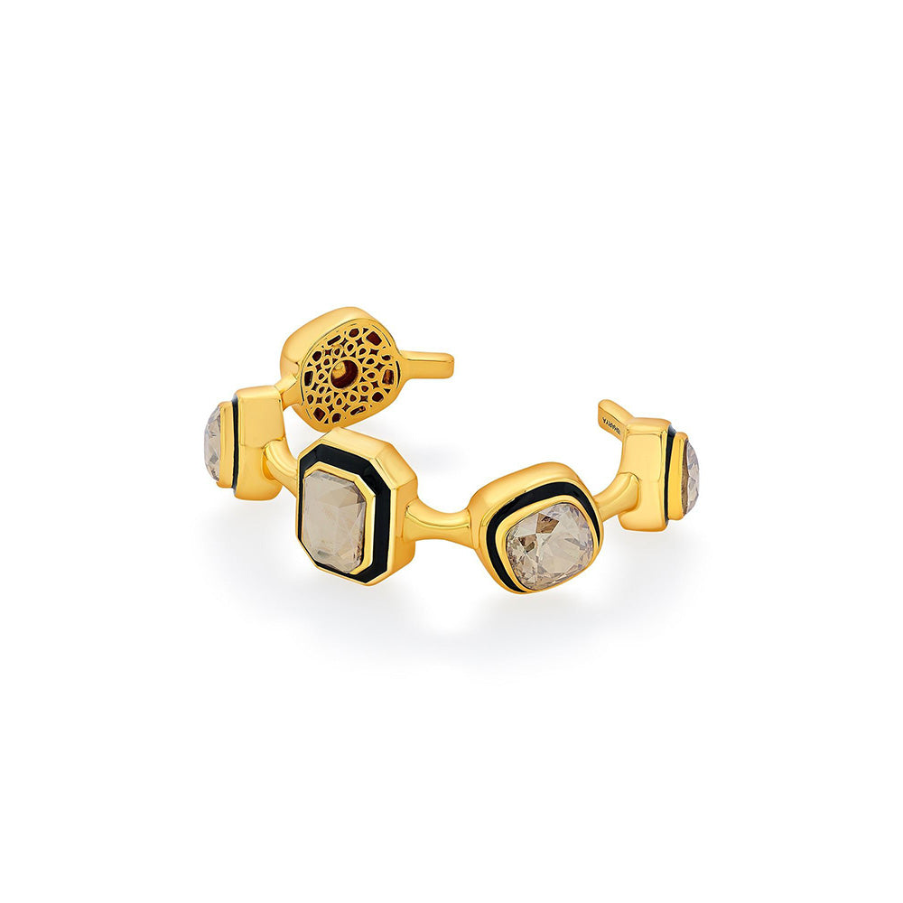 Isharya Bougie Multi-Crystal Bezel Cuff In 18Kt Gold Plated