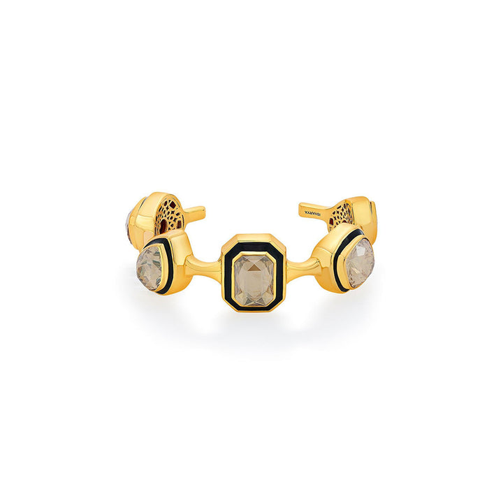 Isharya Bling Multi-Crystal Bezel Cuff In 18Kt Gold Plated