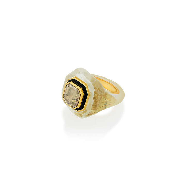 Isharya Bougie Infinity Cut Crystal Ring In 18Kt Gold Plated