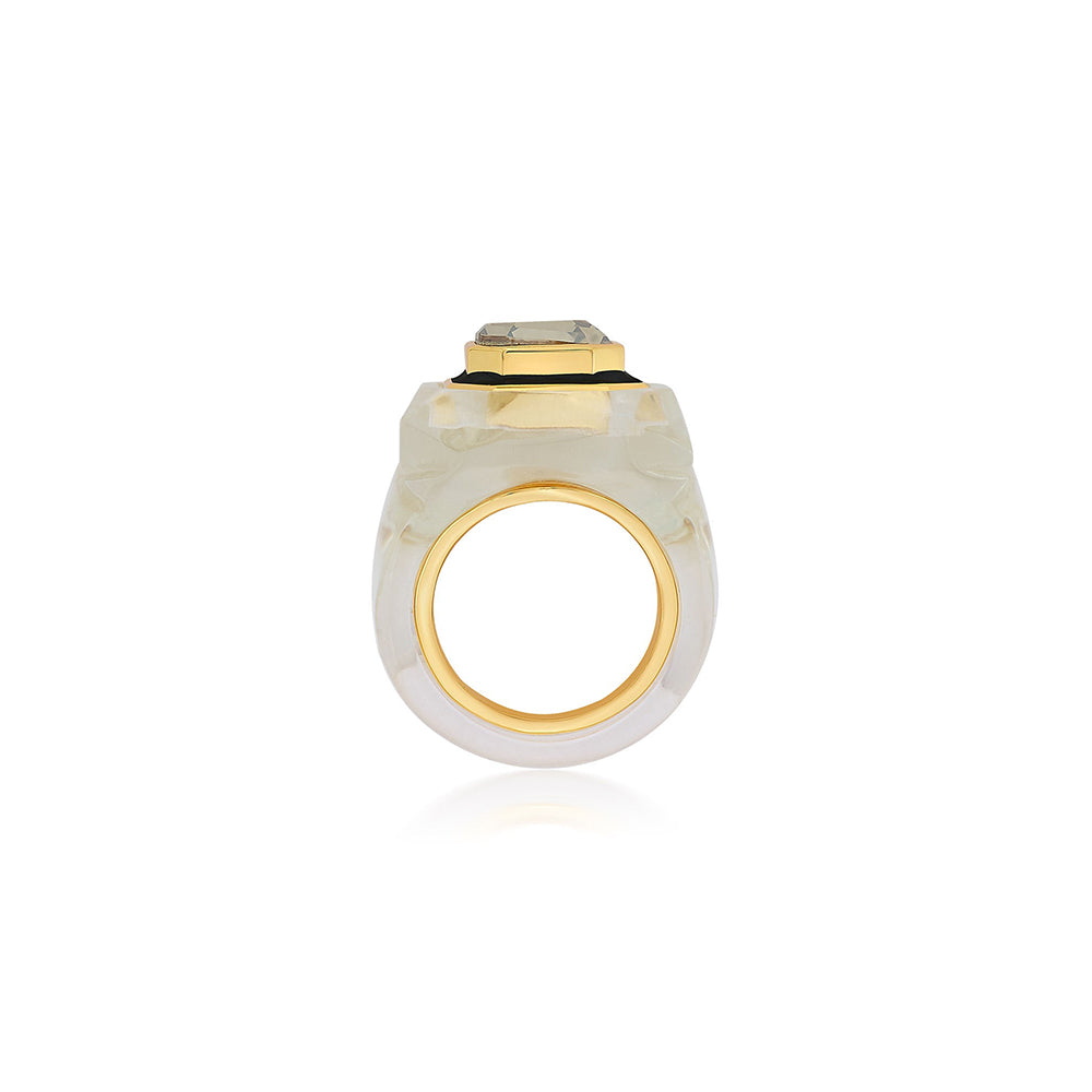 Isharya Bougie Infinity Cut Crystal Ring In 18Kt Gold Plated