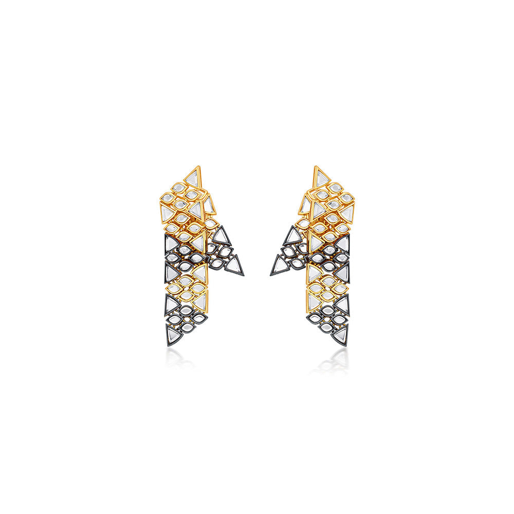 Isharya Very Varq Duplet Earrings in 18Kt Gold and Black Plated