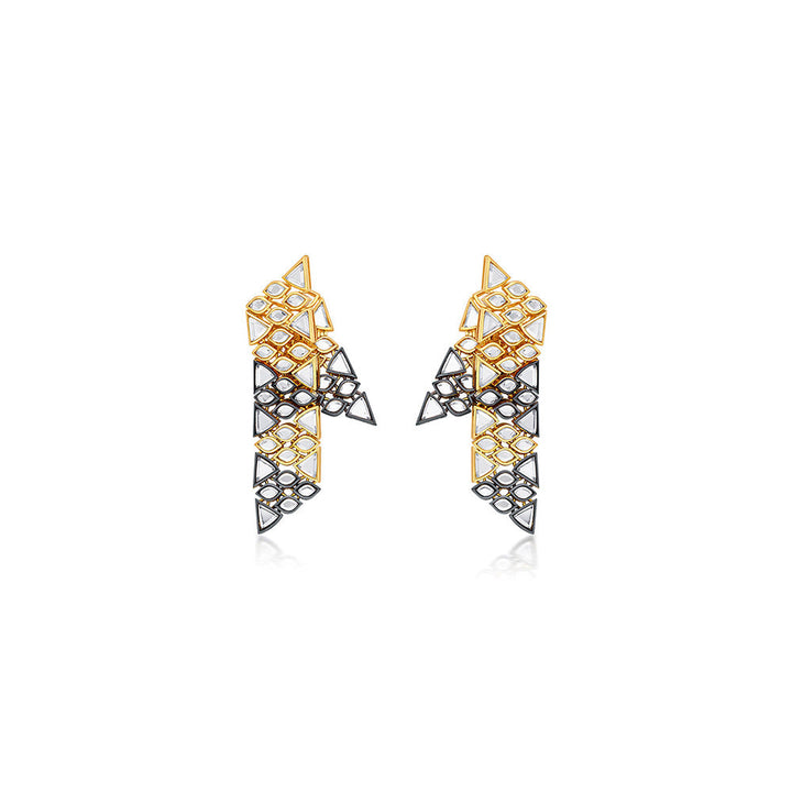 Isharya Very Varq Duplet Earrings in 18Kt Gold and Black Plated