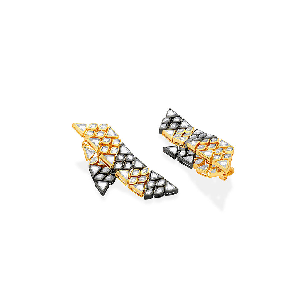 Isharya Very Varq Duplet Earrings in 18Kt Gold and Black Plated