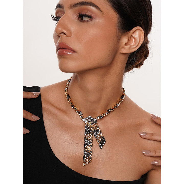 Isharya Very Varq Asymmetrical Necklace in 18Kt Gold Plated