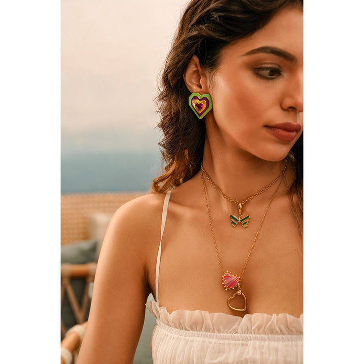 Isharya Heart Rani Pink Charm in 18kt Gold Plated