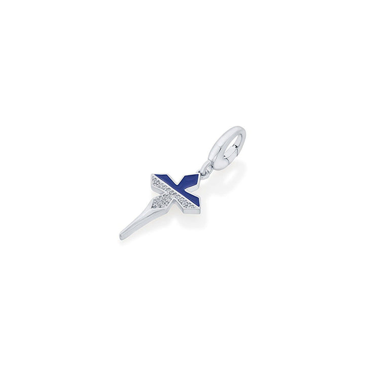 Isharya Cross Chrome Blue Charm Rhodium Plated