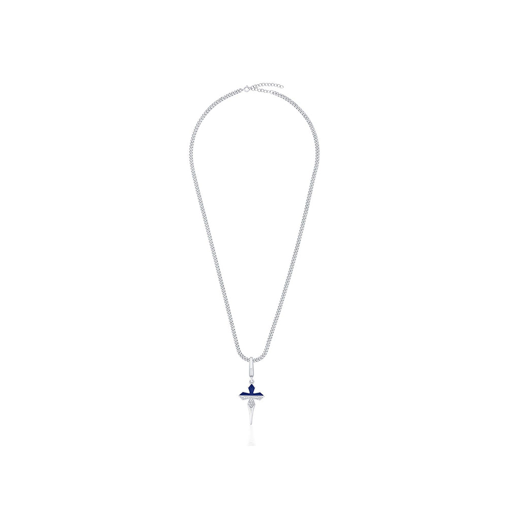 Isharya Cross Chrome Blue Charm Rhodium Plated