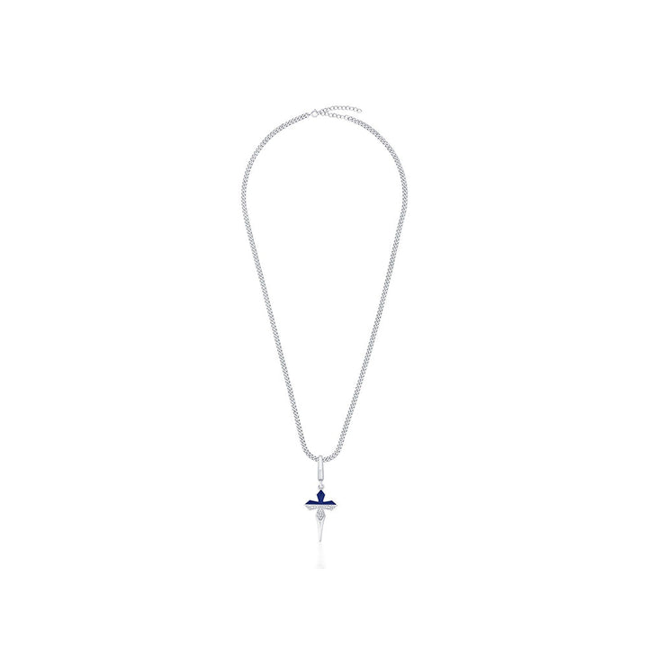 Isharya Cross Chrome Blue Charm Rhodium Plated