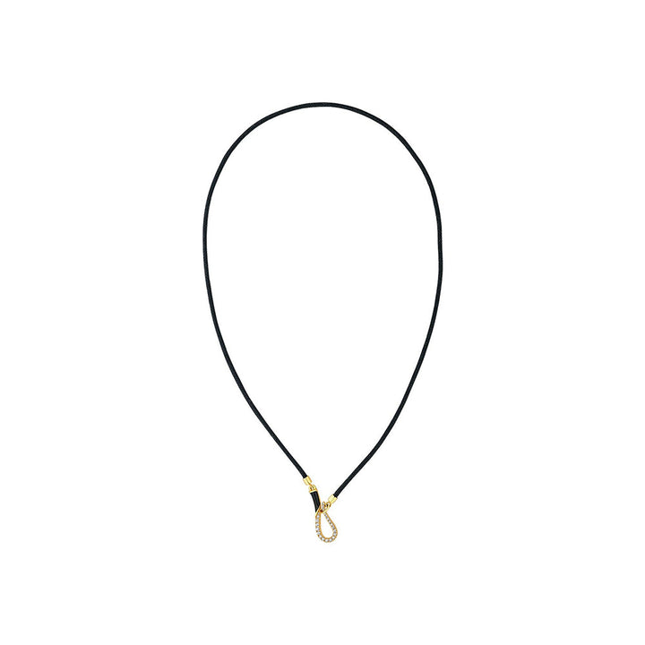 Isharya Gilded Hook Black Thread Necklace in 18kt Gold Plated