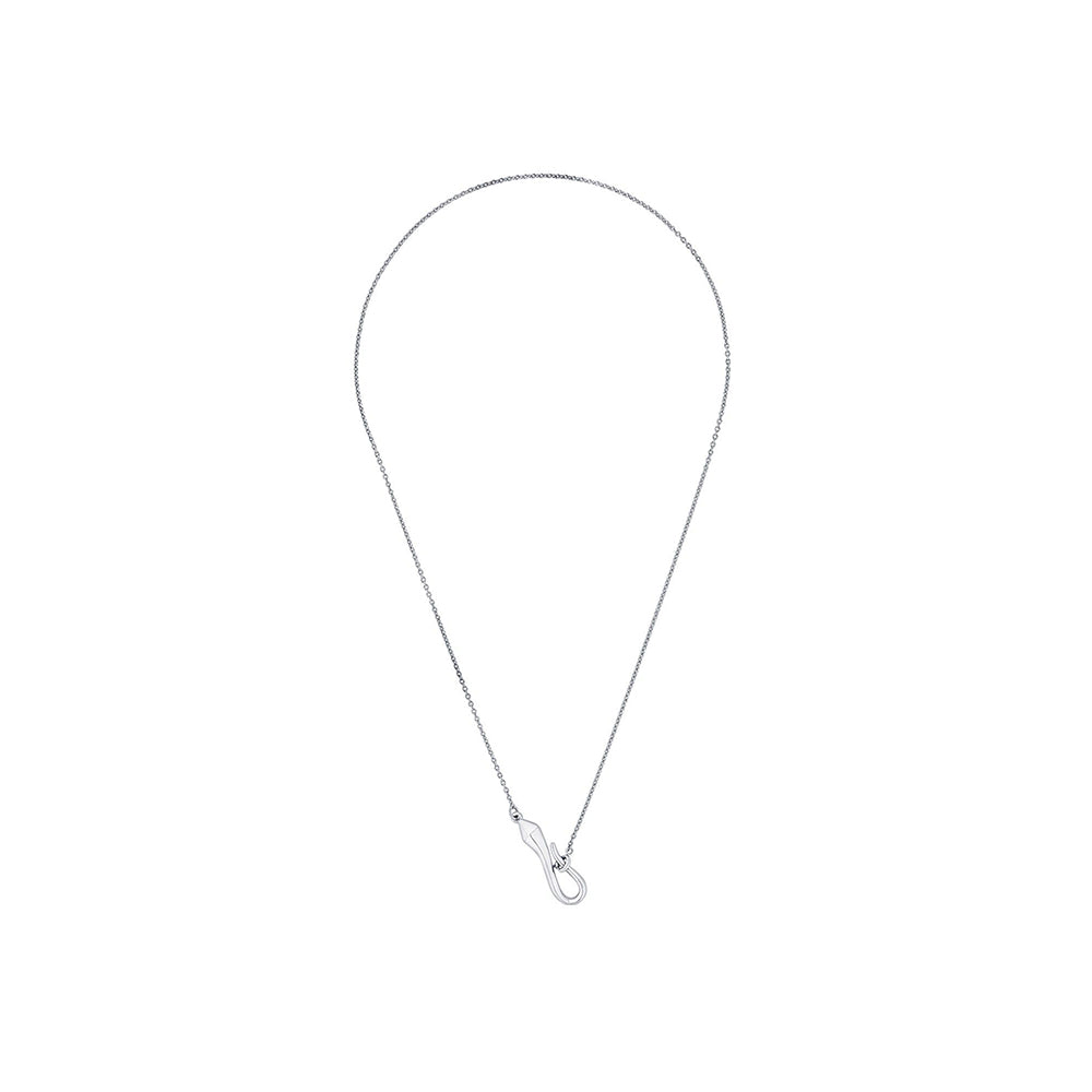 Isharya Chrome Hook Necklace Rhodium Plating