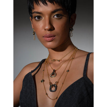Isharya Stan Layered Necklace in 18kt Gold & Rhodium Plated