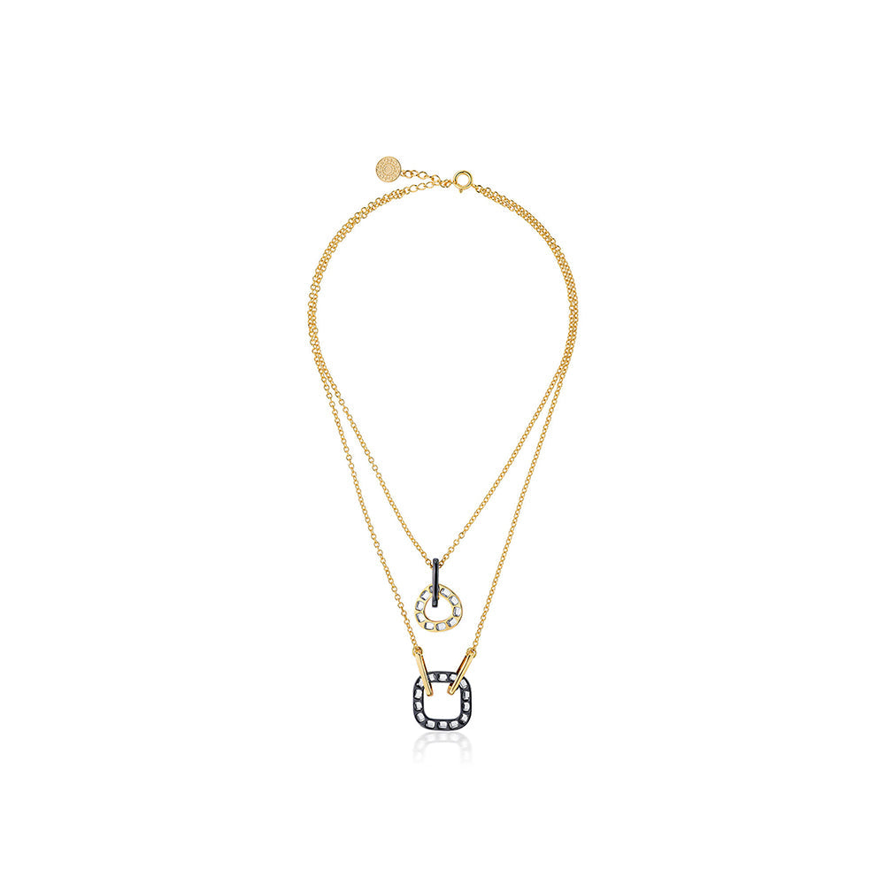 Isharya Stan Layered Necklace in 18kt Gold & Rhodium Plated