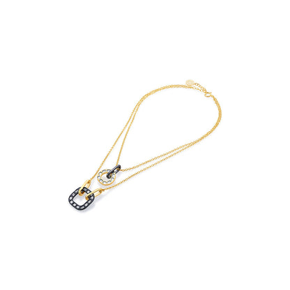 Isharya Stan Layered Necklace in 18kt Gold & Rhodium Plated