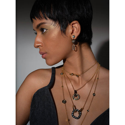 Isharya Stan Layered Necklace in 18kt Gold & Rhodium Plated