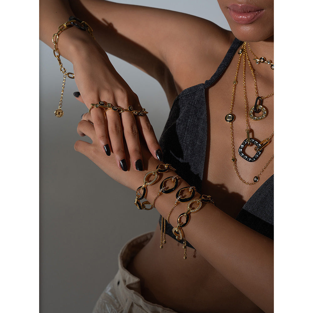 Isharya Stan Layered Necklace in 18kt Gold & Rhodium Plated