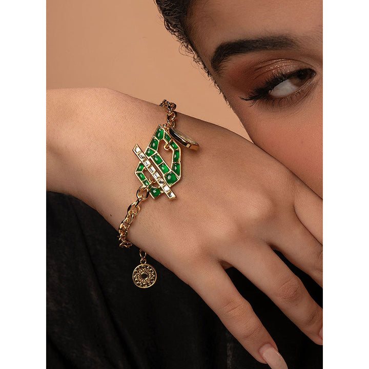 Isharya Fiesta Hydro Emerald Bracelet In 18Kt Gold Plated