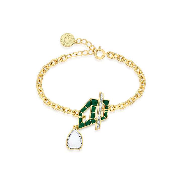 Isharya Fiesta Hydro Emerald Bracelet In 18Kt Gold Plated