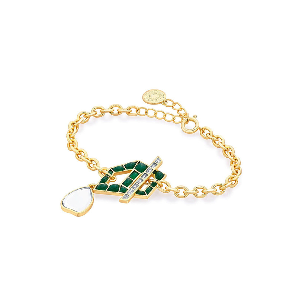 Isharya Fiesta Hydro Emerald Bracelet In 18Kt Gold Plated