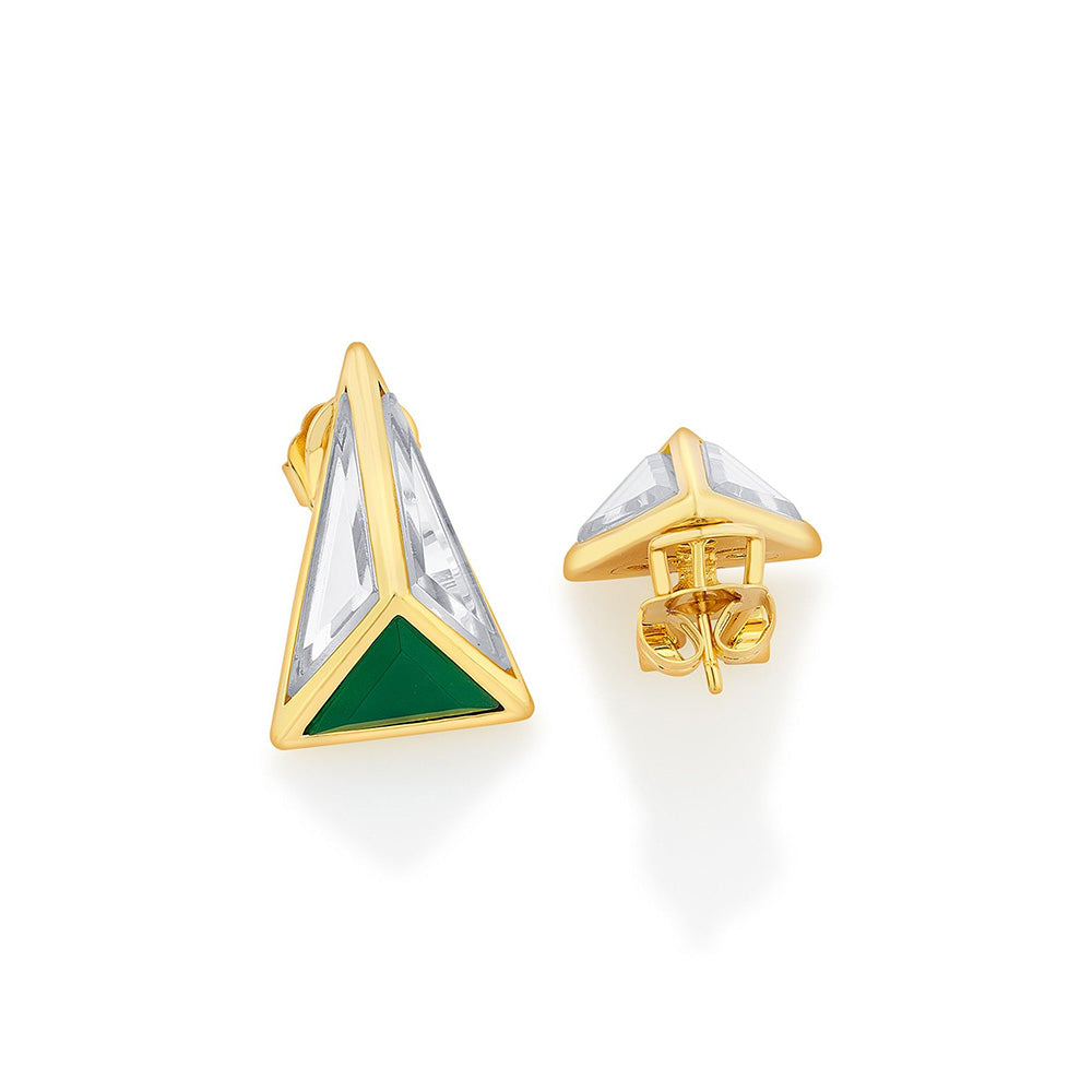 Isharya Fiesta Pyramid Studs In 18Kt Gold Plated