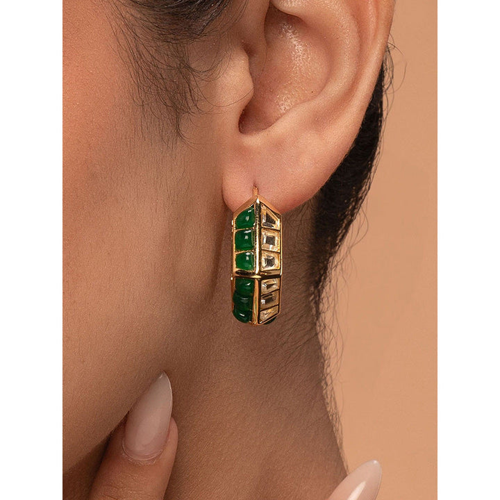 Isharya Fiesta Hydro Emerald Hoops In 18Kt Gold Plated