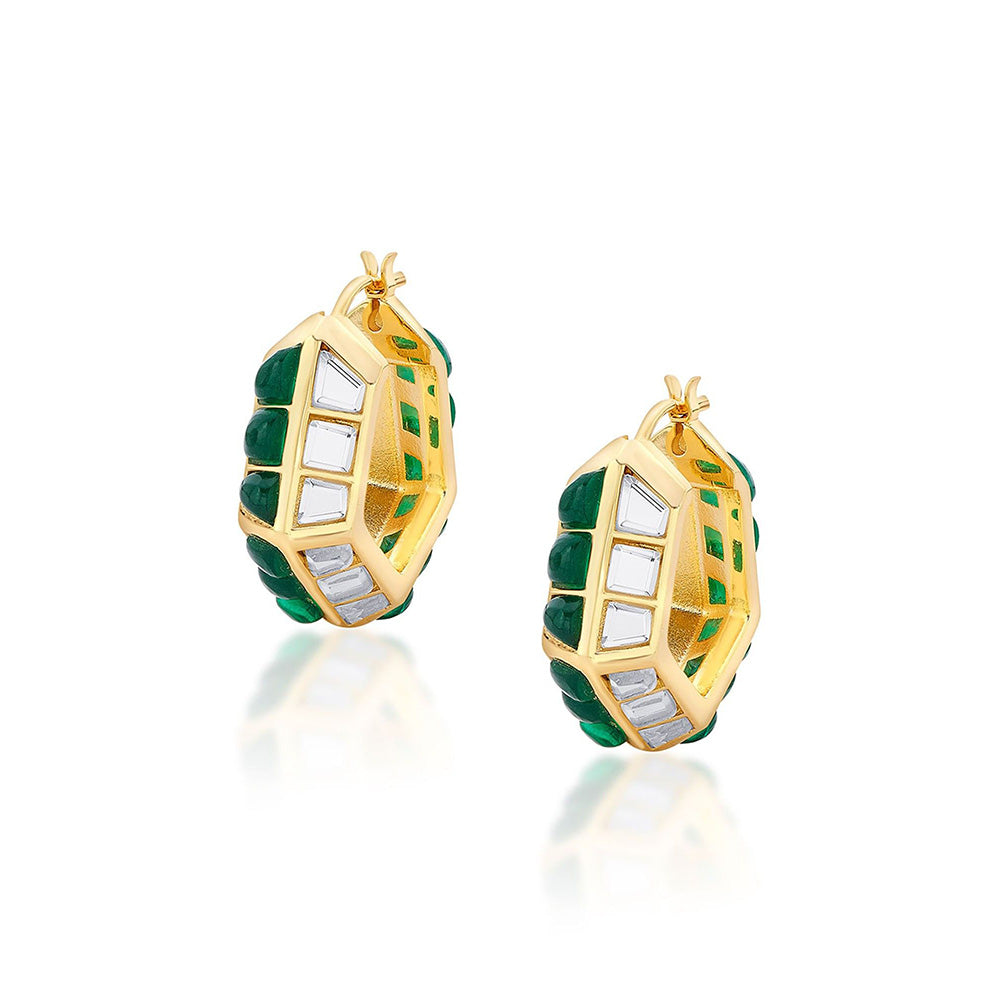 Isharya Fiesta Hydro Emerald Hoops In 18Kt Gold Plated