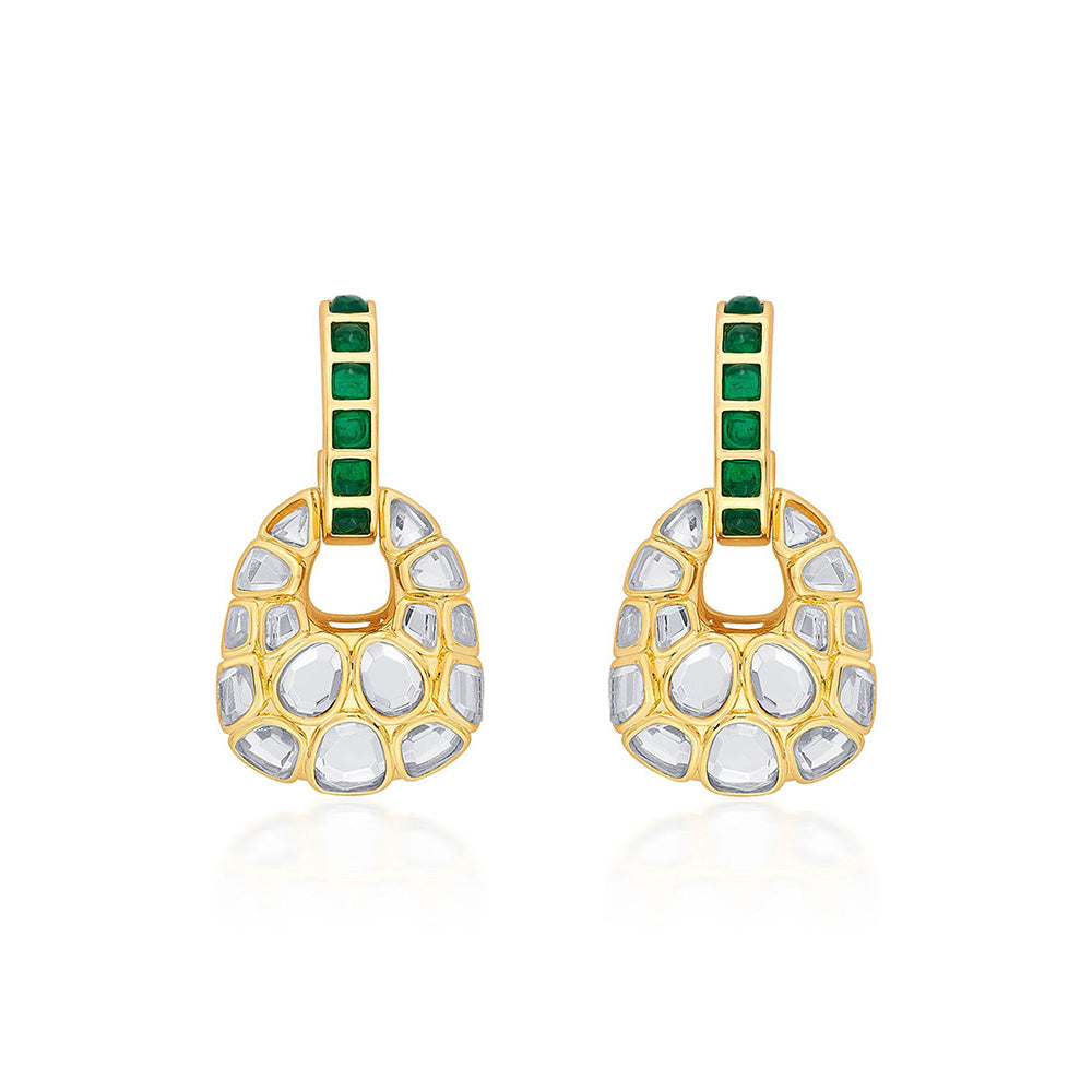 Isharya Fiesta Hydro Emerald Earrings In 18Kt Gold Plated