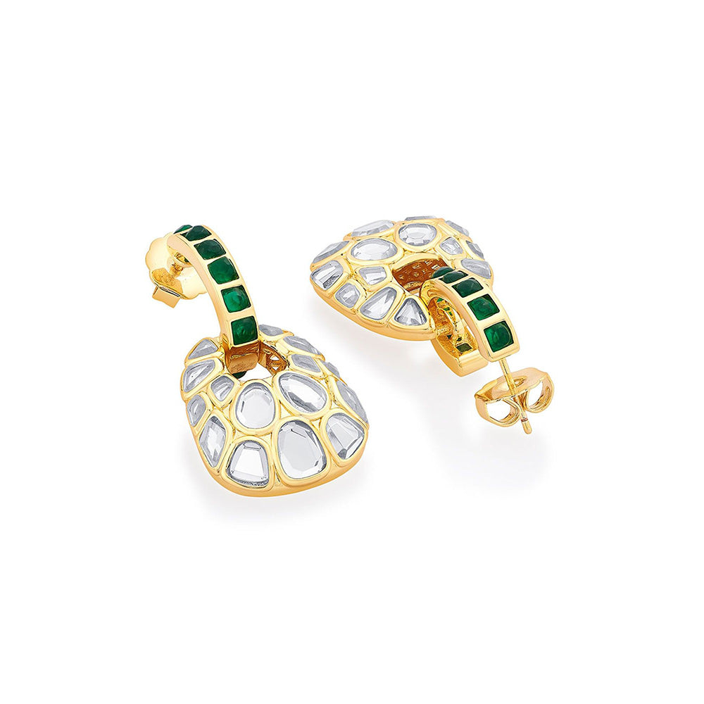 Isharya Fiesta Hydro Emerald Earrings In 18Kt Gold Plated